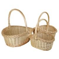 JVL set of 3 oval wicker willow storage baskets bedroom home caravan office