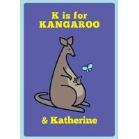 k is for kangaroo personalised card