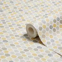 K2 Honeycomb Yellow Geometric Wallpaper