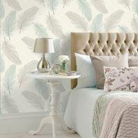 K2 Teal & Cream Maisey Wallpaper