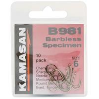 Kamasan B981 Eyed Barbless Hooks - Size 6