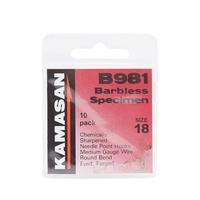 kamasan b981 eyed barbless hooks size 18 assorted assorted