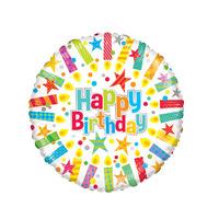 Kaleidoscope 18 Inch Circle Foil Balloon - Candles Happy Birthday