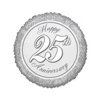 Kaleidoscope 18 Inch Circle Foil Balloon - Happy 25th Anniversary