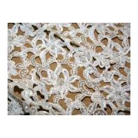 Karma Sequinned & Beaded Guipure Couture Bridal Lace Fabric Ivory