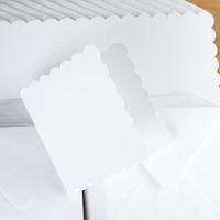 Kanban White Scallop Edge Cards and Envelopes - 5 inch Set of 50 300gsm 399529