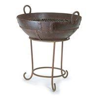 KADAI BBQ FIRE PIT ON STAND WITH GRILL by Garden Trading