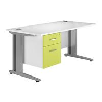 Kaleidoscope Cantilever Deluxe Rectangular Desk with Single Pedestal Green 160cm Professional Assembly Included