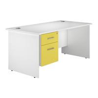 kaleidoscope panel end rectangular desk with single pedestal yellow 12 ...