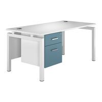 kaleidoscope bench rectangular desk with single pedestal light blue wh ...