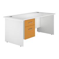 kaleidoscope panel end rectangular desk with single pedestal orange 12 ...