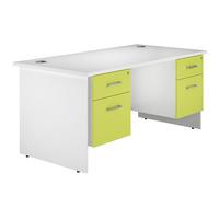 Kaleidoscope Panel End Rectangular Desk with Double Pedestal Green Self Assembly Required