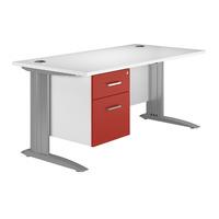 Kaleidoscope Cantilever Premium Rectangular Desk with Single Pedestal Red 120cm Professional Assembly Included