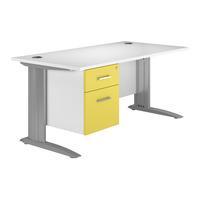 Kaleidoscope Cantilever Premium Rectangular Desk with Single Pedestal Yellow 160cm Self Assembly Required