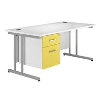 Kaleidoscope Cantilever Rectangular Desk with Single Pedestal Yellow 120cm Self Assembly Required