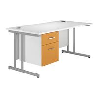 Kaleidoscope Cantilever Rectangular Desk with Single Pedestal Orange 120cm Professional Assembly Included