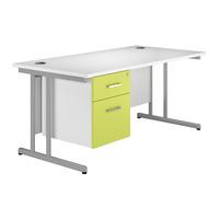 Kaleidoscope Cantilever Rectangular Desk with Single Pedestal Green 120cm Professional Assembly Included