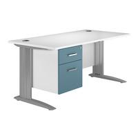 Kaleidoscope Cantilever Premium Rectangular Desk with Single Pedestal Light Blue 160cm Self Assembly Required