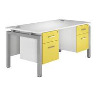 kaleidoscope bench rectangular desk with double pedestal yellow silver ...