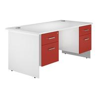 Kaleidoscope Panel End Rectangular Desk with Double Pedestal Red Self Assembly Required