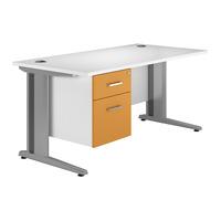 Kaleidoscope Cantilever Deluxe Rectangular Desk with Single Pedestal Orange 160cm Self Assembly Required