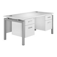 kaleidoscope bench rectangular desk with double pedestal white silver  ...