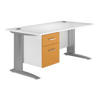 Kaleidoscope Cantilever Premium Rectangular Desk with Single Pedestal Orange 120cm Self Assembly Required