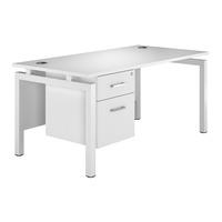 Kaleidoscope Bench Rectangular Desk with Single Pedestal White White Leg 160cm Professional Assembly Included