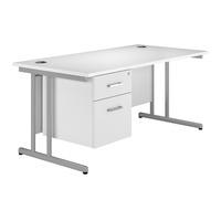 Kaleidoscope Cantilever Rectangular Desk with Single Pedestal White 160cm Self Assembly Required