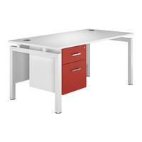 Kaleidoscope Bench Rectangular Desk with Single Pedestal Red White Leg 160cm Professional Assembly Included