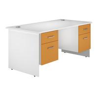 Kaleidoscope Panel End Rectangular Desk with Double Pedestal Orange Self Assembly Required