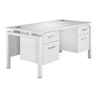 kaleidoscope bench rectangular desk with double pedestal white white l ...