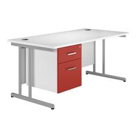 Kaleidoscope Cantilever Rectangular Desk with Single Pedestal Red 120cm Self Assembly Required