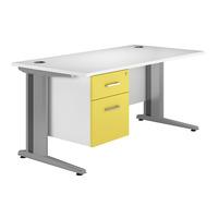 Kaleidoscope Cantilever Deluxe Rectangular Desk with Single Pedestal Yellow 160cm Professional Assembly Included