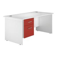 kaleidoscope panel end rectangular desk with single pedestal red 120cm ...