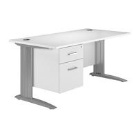 Kaleidoscope Cantilever Premium Rectangular Desk with Single Pedestal White 160cm Self Assembly Required