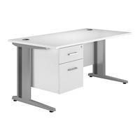 Kaleidoscope Cantilever Deluxe Rectangular Desk with Single Pedestal White 160cm Self Assembly Required