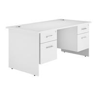 Kaleidoscope Panel End Rectangular Desk with Double Pedestal White Professional Assembly Included