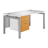 Kaleidoscope Bench Rectangular Desk with Single Pedestal Orange Silver Leg 160cm Professional Assembly Included