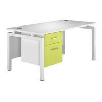 Kaleidoscope Bench Rectangular Desk with Single Pedestal Green White Leg 120cm Professional Assembly Included