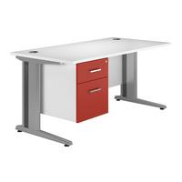 Kaleidoscope Cantilever Deluxe Rectangular Desk with Single Pedestal Red 160cm Self Assembly Required