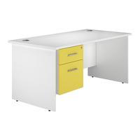 Kaleidoscope Panel End Rectangular Desk with Single Pedestal Yellow 160cm Professional Assembly Included