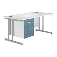 kaleidoscope cantilever rectangular desk with single pedestal light bl ...