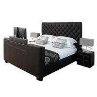 kaydian design los angeles 4ft 6 double leather tv bed brown