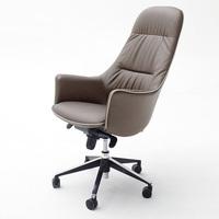 Kareno Swivel Office Chair In Cappuccino PU Leather With Castors