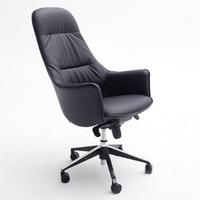 Kareno Home Office Chair In Black Faux Leather With Arm Rests