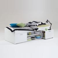 Karly Bed In White With Storage And Pull Out Bedside Table