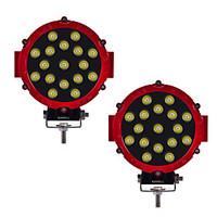 KAWELL 2PCS 7 51W Red Round LED Work Light Bar Spot Beam 30 degree Waterproof for Off-road Truck Car ATV SUV Jeep Boat 4WD ATV Auxiliary Driving Lamp