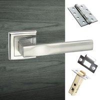 kansas status fire lever on square rose satin chrome handle pack