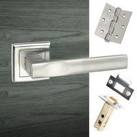 kansas status lever on square rose satin chrome handle pack